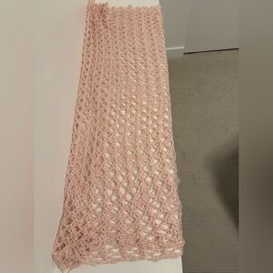 Hand Knitted Pink Crochet Throw 40” x 45”